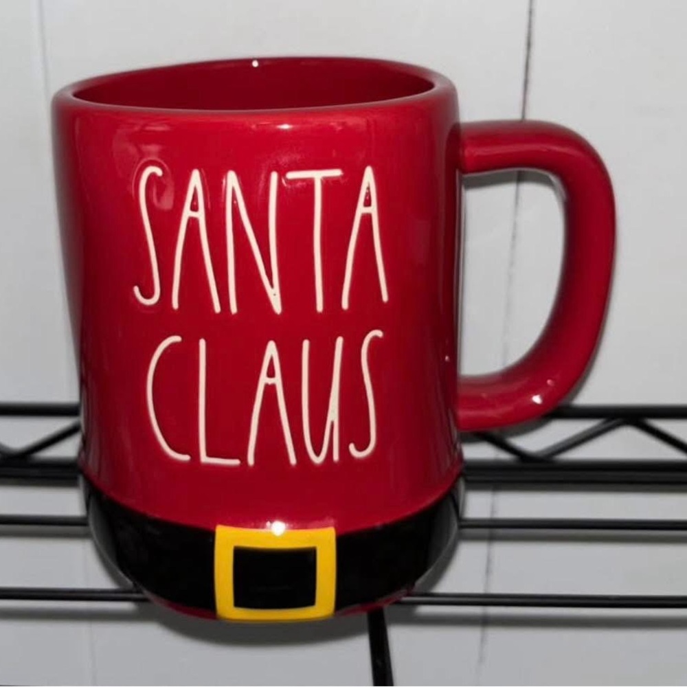 Rae Dunn Red Santa Mug with Black and Yellow Accents